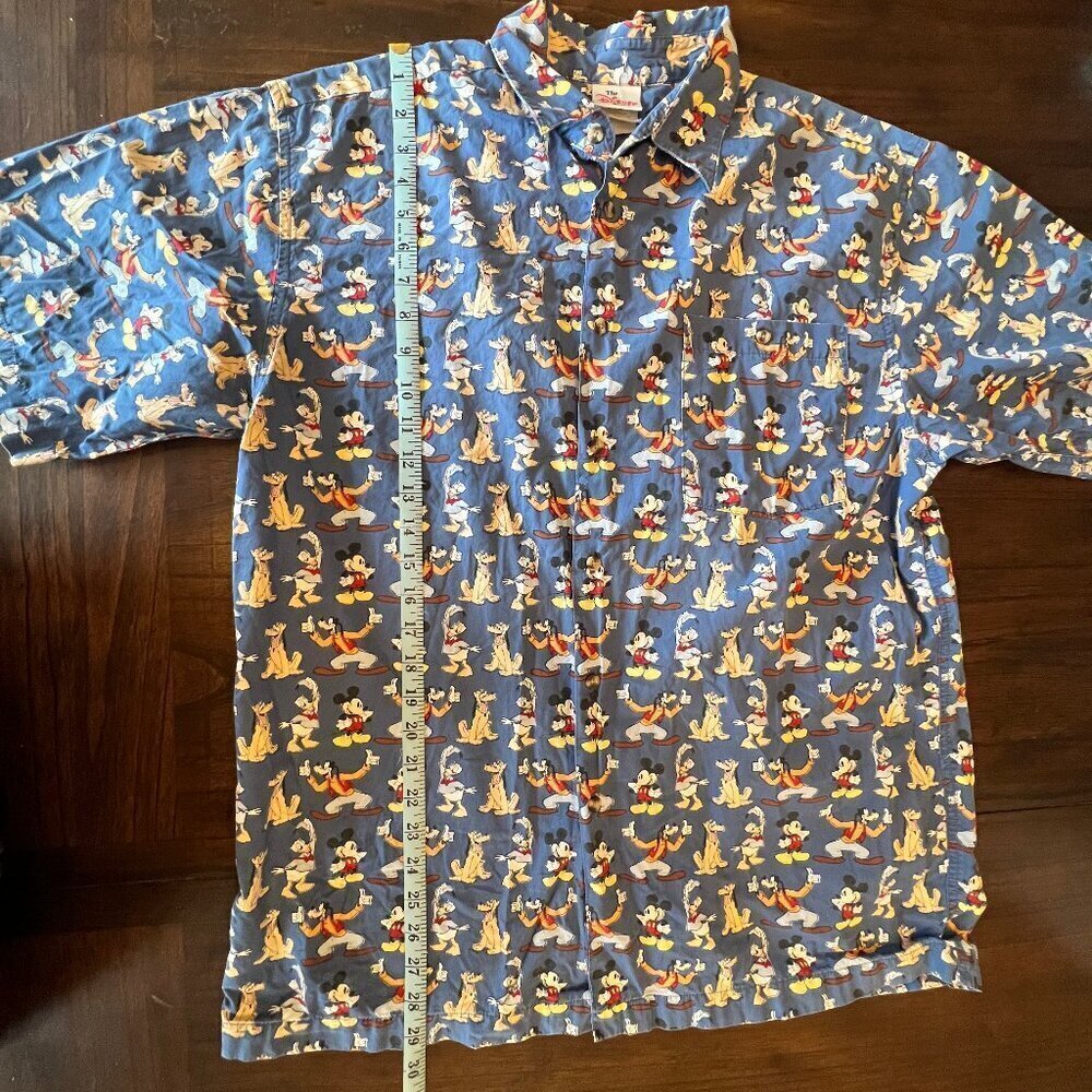 The Disney Store Vintage Blue Short Sleeve Button Down Shirt, Size Medium - Picture 9 of 10